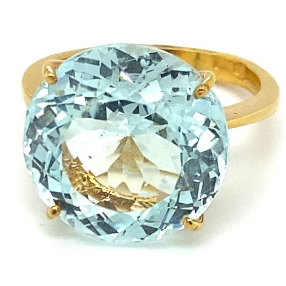 Certified Aquamarine 13.35ct Solid 22K Gold Ring - Picture 7 of 8